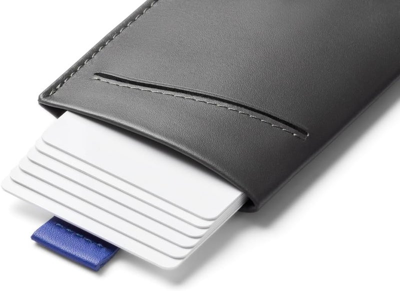 BELLROY Card Sleeve (Premium Leather Card Holder or Minimalist Wallet, Holds 2-8 Cards or Business Cards, Folded Note Storage) - CharcoalCobalt - Image 3